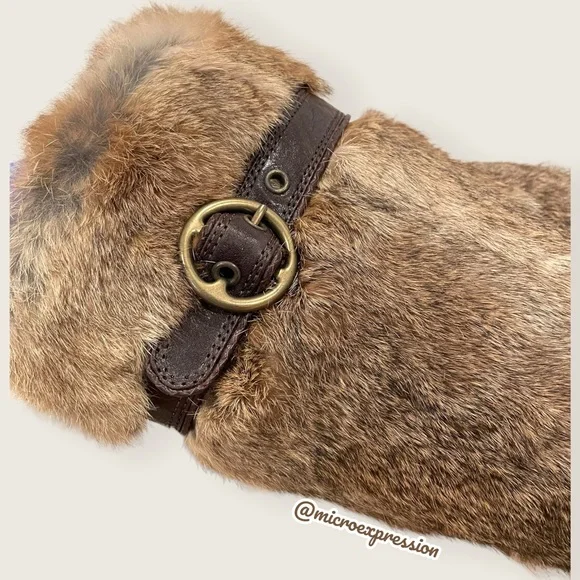 $699 RARE Frye Ava Rabbit Fur Vintage Luxury Brown Leather Stiletto Heel Boot - Picture 6 of 10